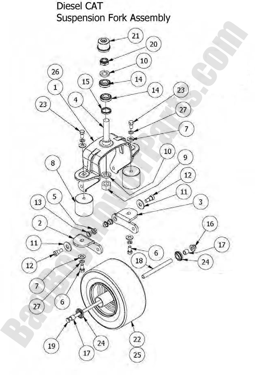 2016 Diesel 1100CCSuspension Fork Assembly DiagramBad Boy Mowers